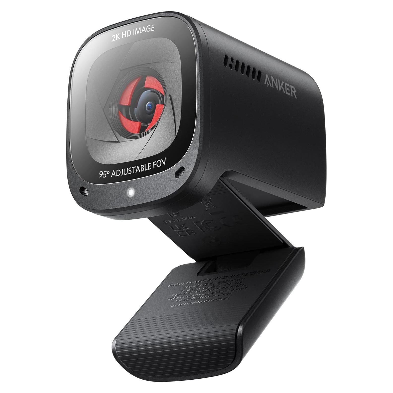 AnkerWork Anker PowerConf C200 2K Webcam with Microphone for Laptop, Computer Camera, Web Camera with AI-Noise Canceling Mics, Stereo Mics, Adjustable Field of View, Low-Light Correction (Renewed)