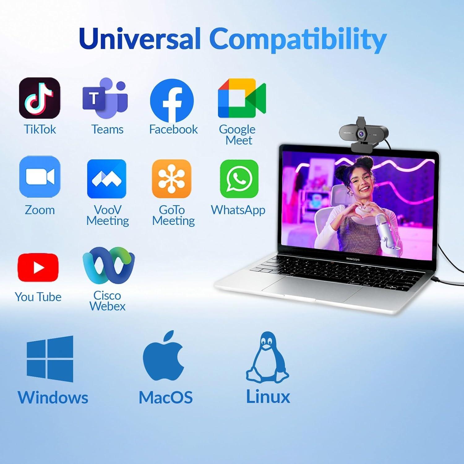 Cámara Web 4K NEWORK EasyCam 502, Autofoco PDAF, USB Plug&Play