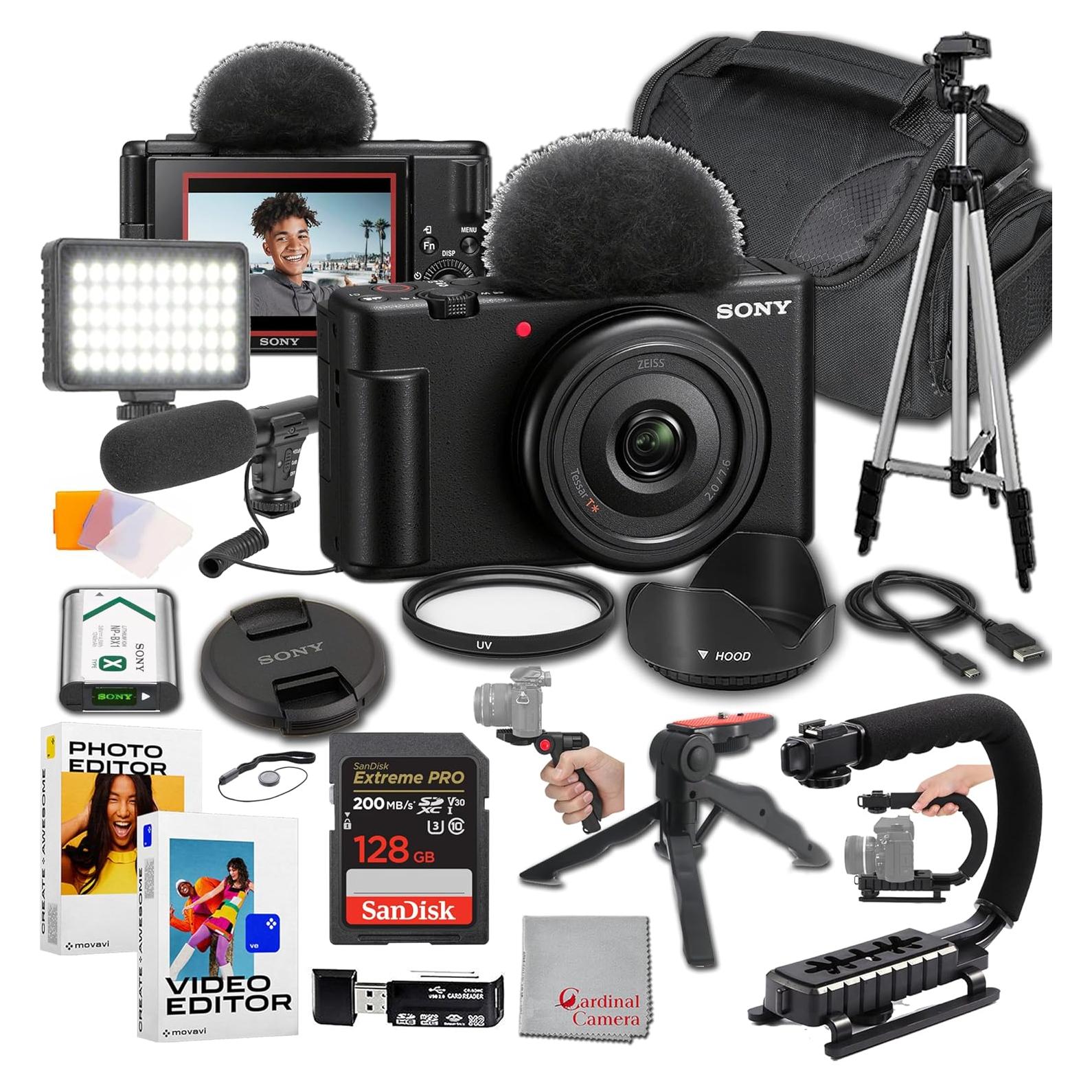 Kit Completo de Vlogging Sony ZV-1F con Micrófono y Luz LED