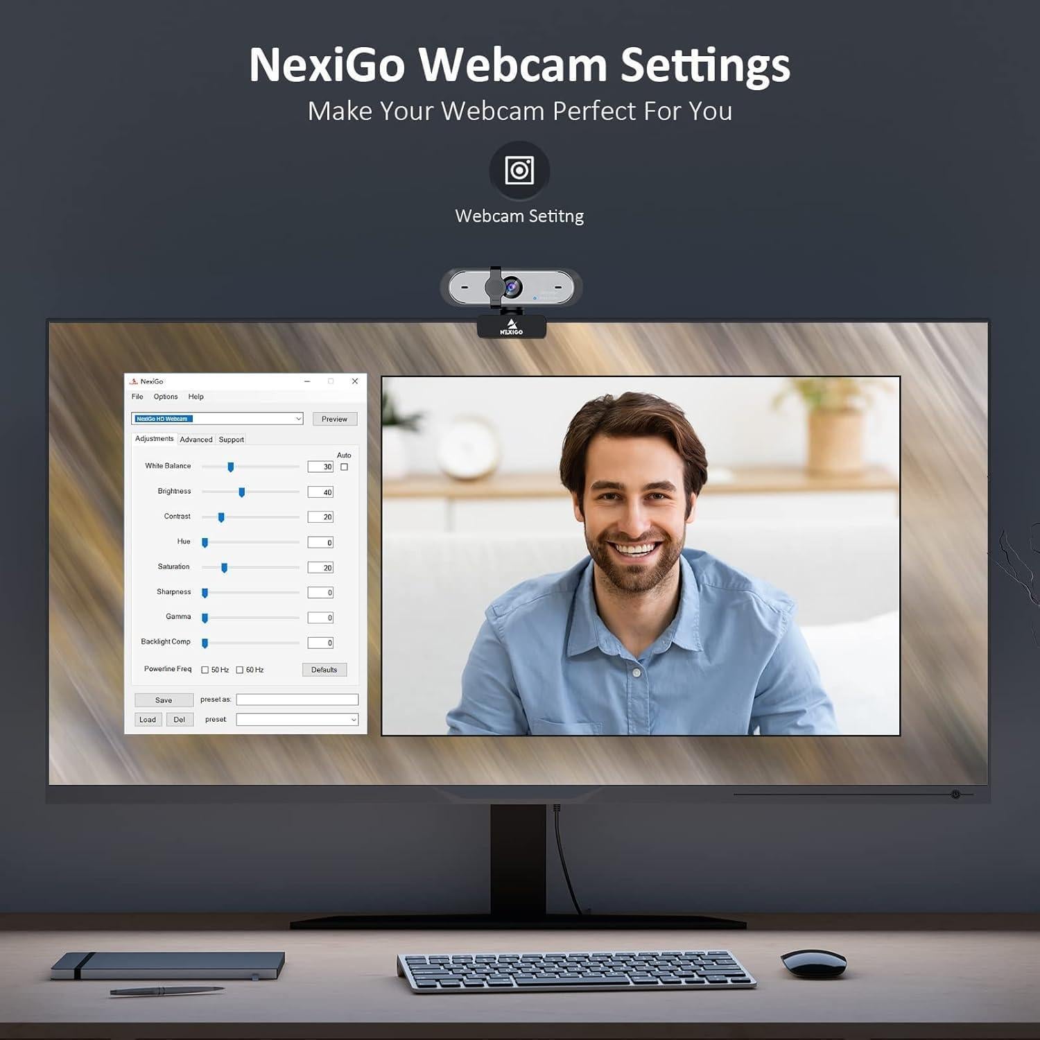 Webcam NexiGo N660P 1080P 60FPS con Micrófono y Privacidad