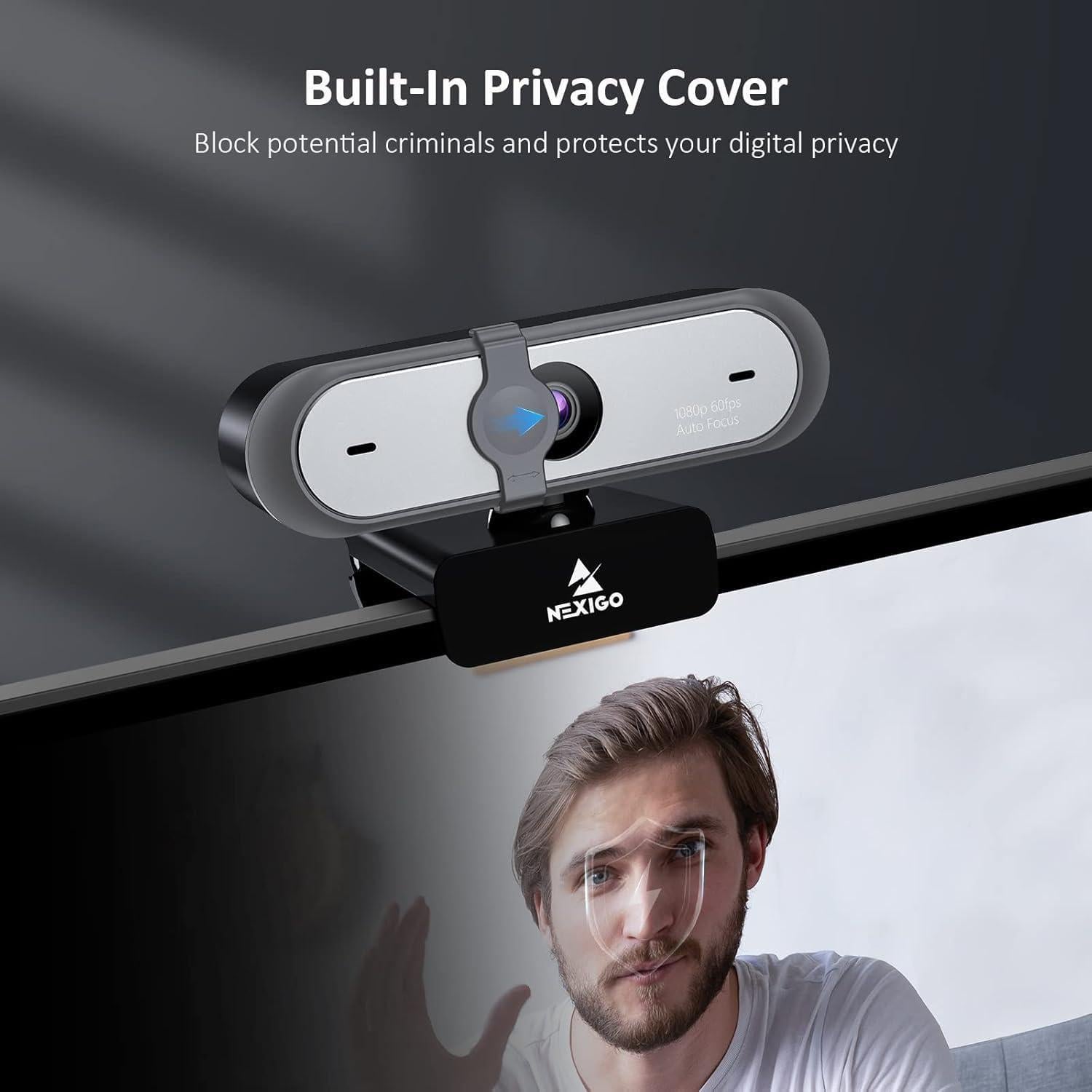 Webcam NexiGo N660P 1080P 60FPS con Micrófono y Privacidad