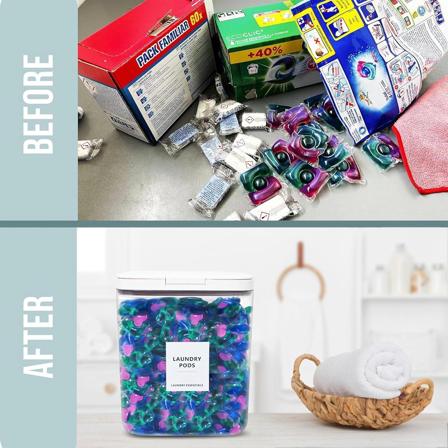 Contenedor de Lavandería MUVEKA 5.5L con Etiquetas y Cuchara