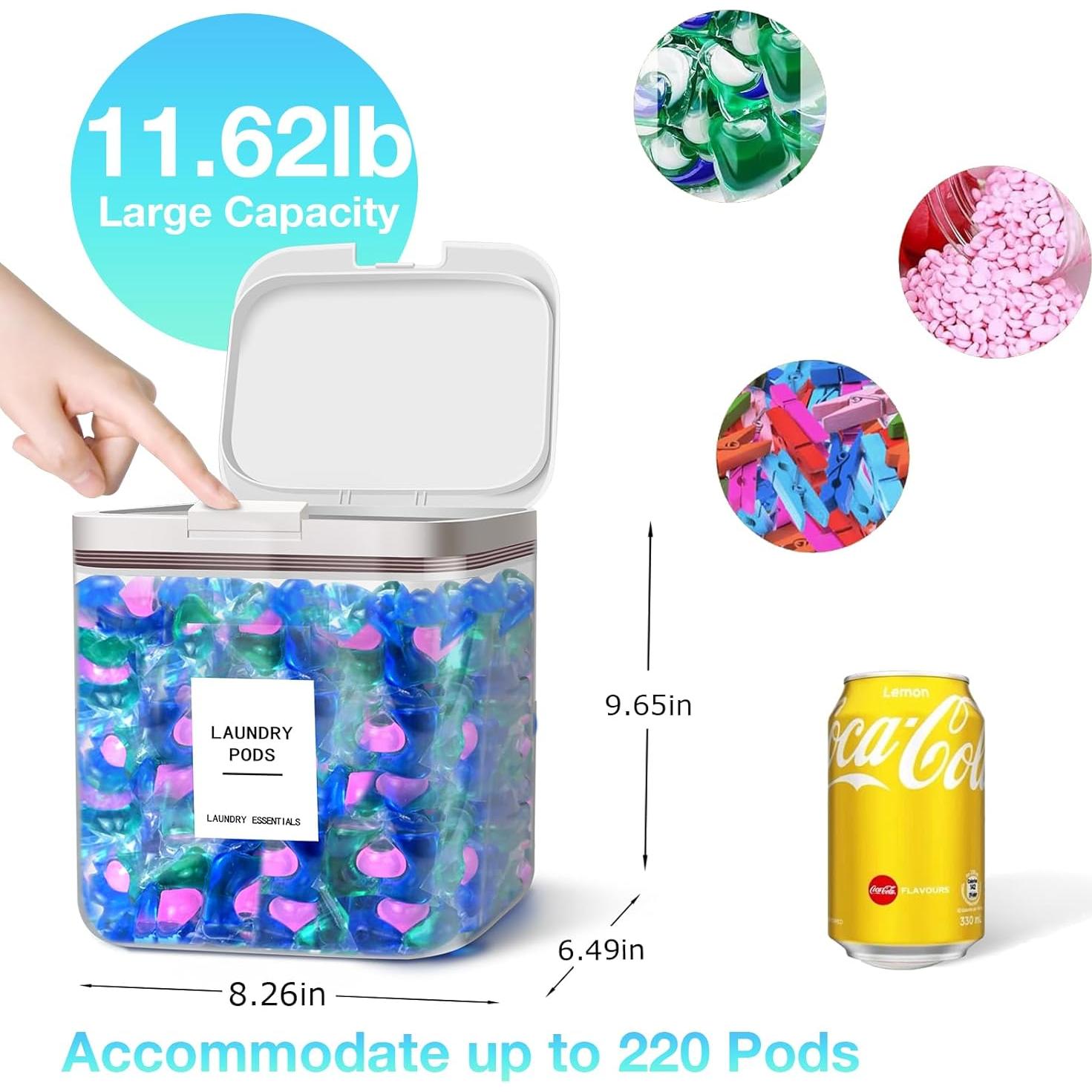 Contenedor de Lavandería MUVEKA 5.5L con Etiquetas y Cuchara