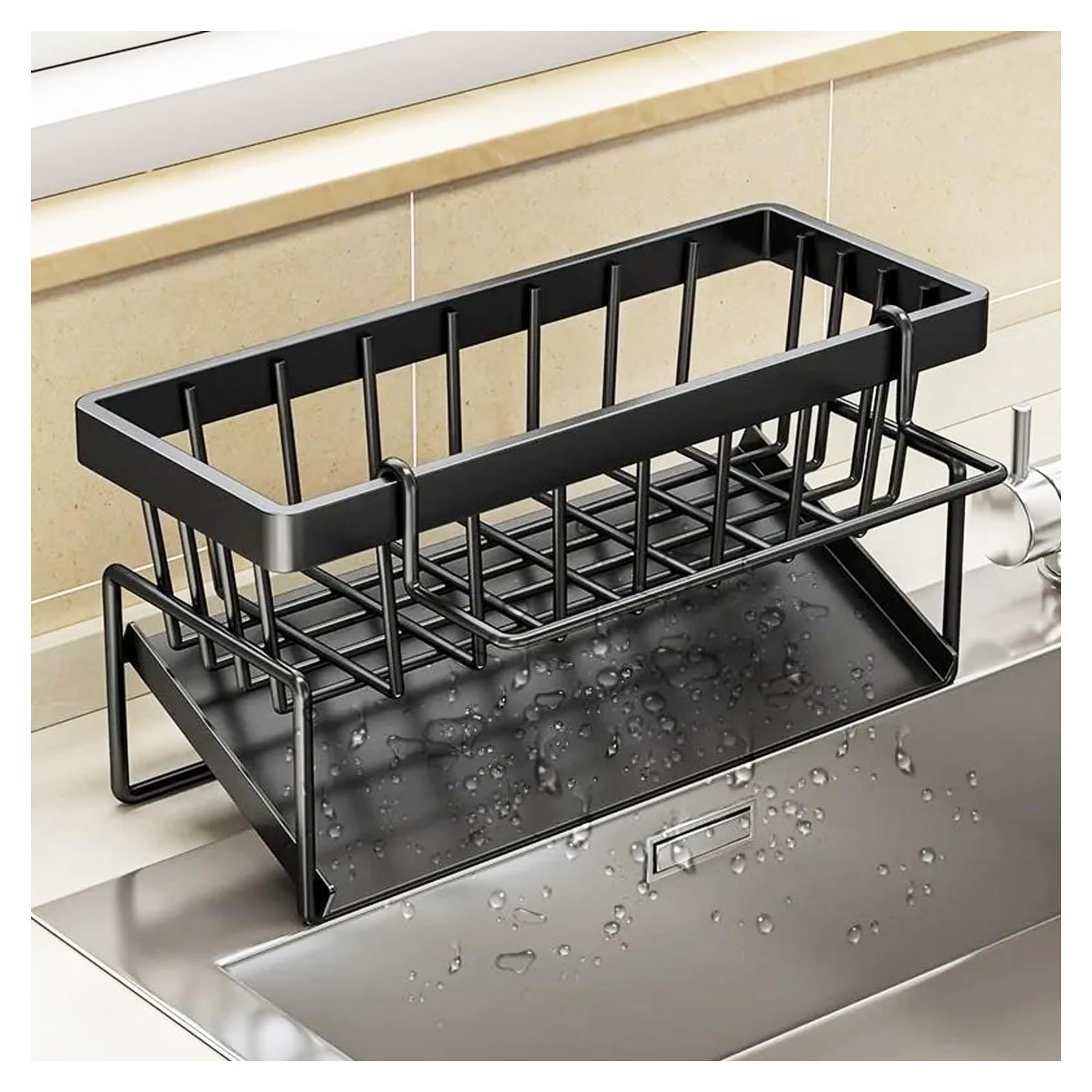 Soporte para Esponjas de Fregadero ALMNCBH, Acero al Carbono, Negro