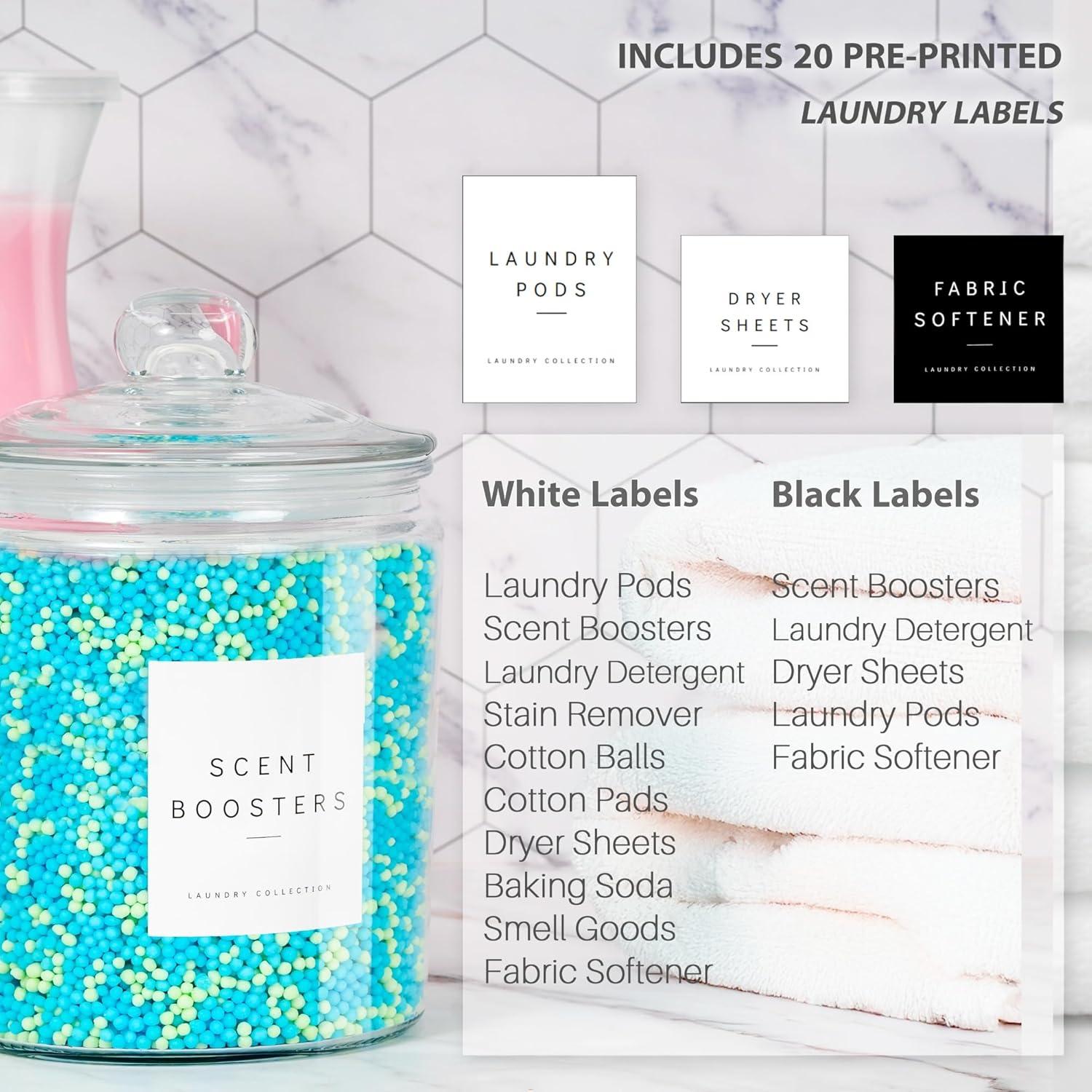 Juego de Almacenamiento para Lavandería Luxenest - 2 Tarros Vidrio 64 Oz