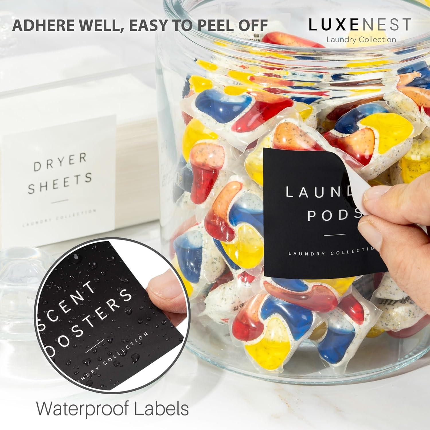 Juego de Almacenamiento para Lavandería Luxenest - 2 Tarros Vidrio 64 Oz