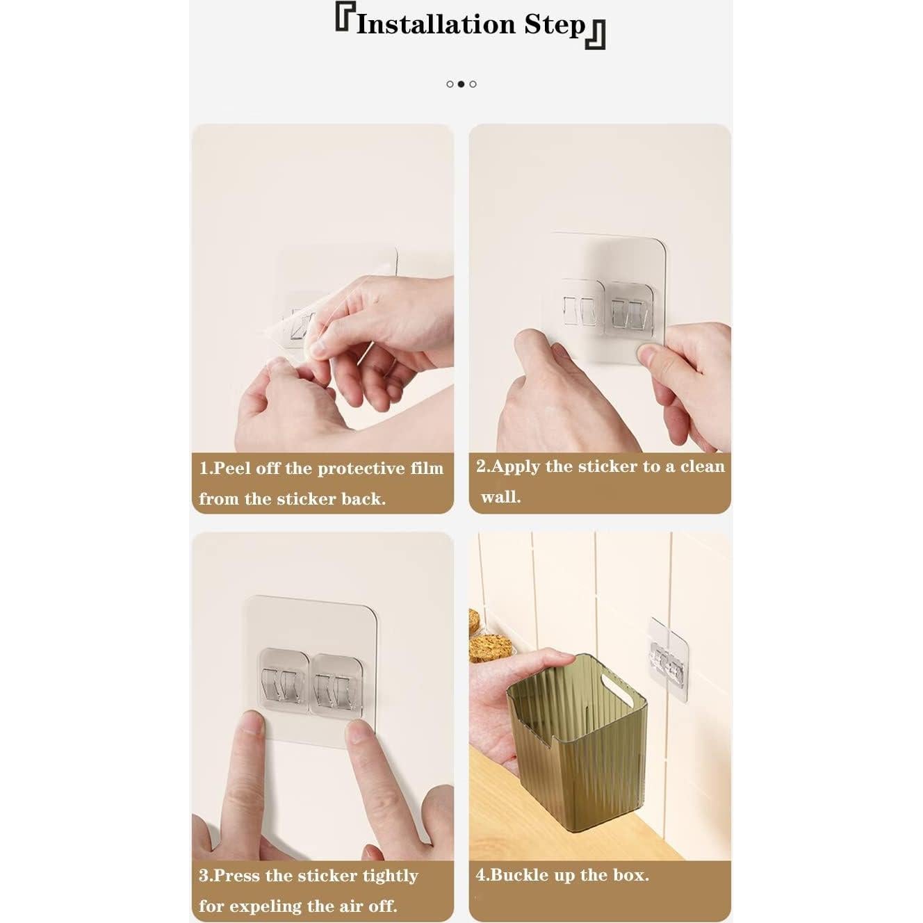 Set of 2 Storage Organizer Bins Wall Mounted Floating Shelves Fridge Organizer Stackable Clear Plastic Storage Bins for Wall, Refrigerator, Kitchen, Bathroom, Countertops, Pantry, BPA Free (Clear)