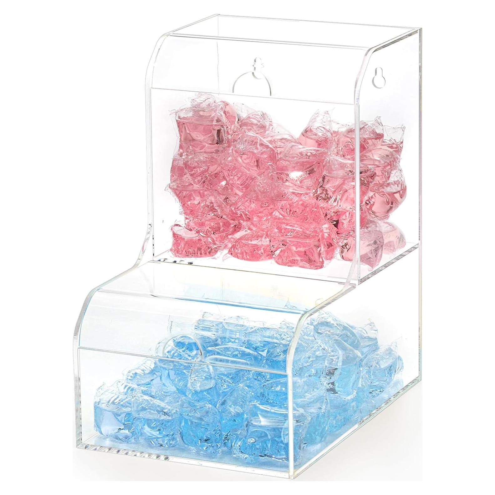 TOPZEA Laundry Pods Container, Wall Mounted Acrylic Candy Snack Dispenser Bin with Hinged Lids, Dishwasher Pod & Sponge Holder Stackable Storage Box for Coffee Bar, Kitchen & Laundry Room Organization