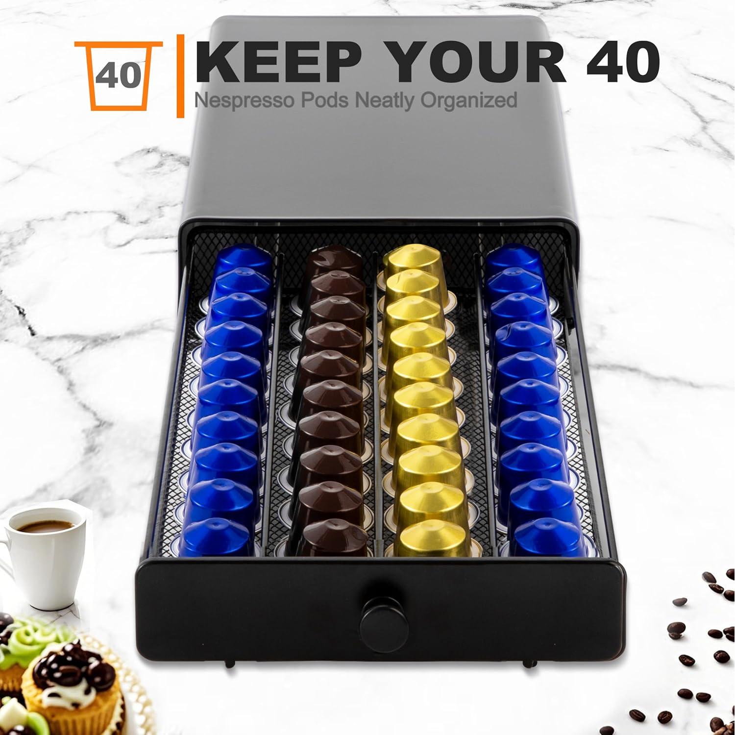 Cajón para cápsulas de café ROWISE 40 cápsulas negro