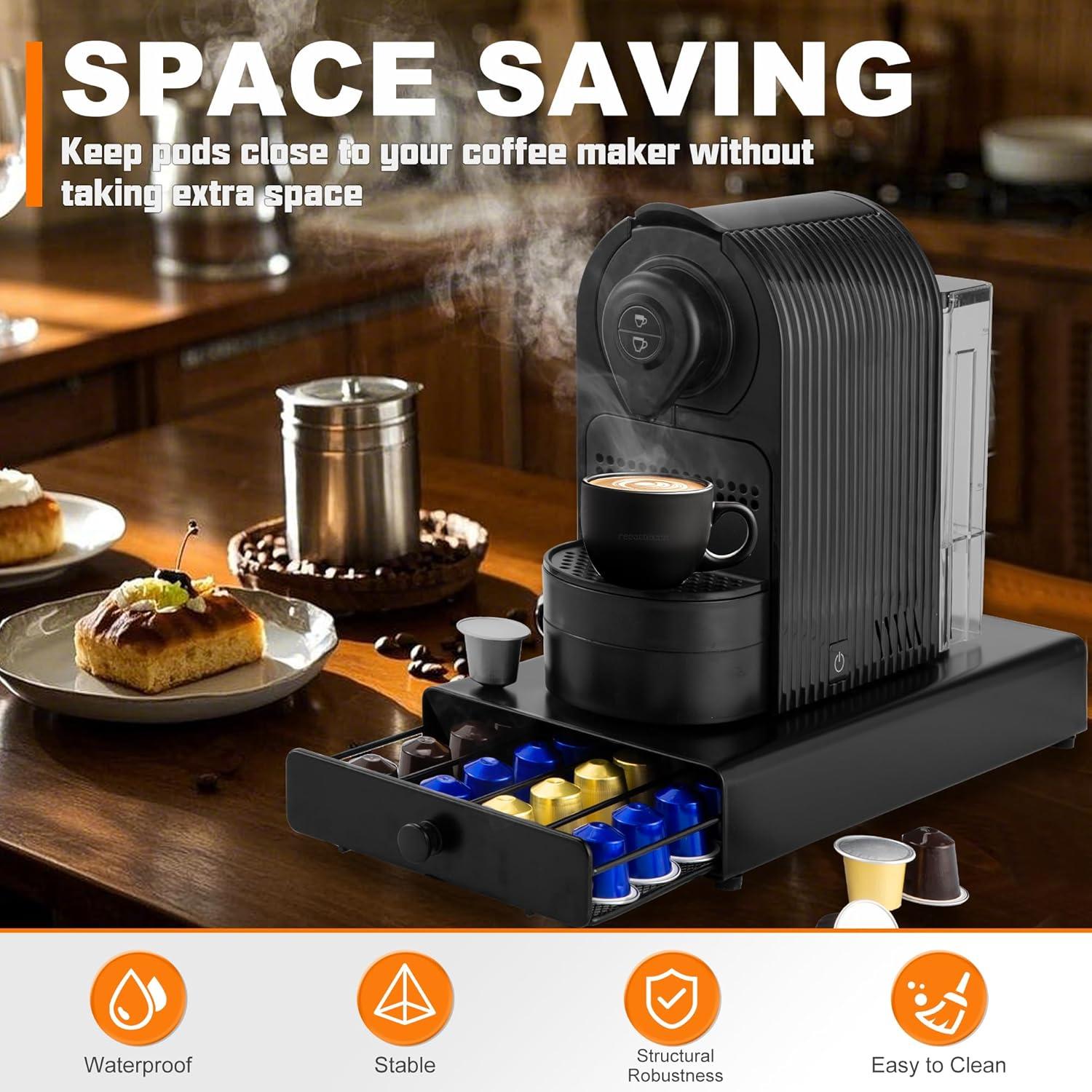 Cajón para cápsulas de café ROWISE 40 cápsulas negro