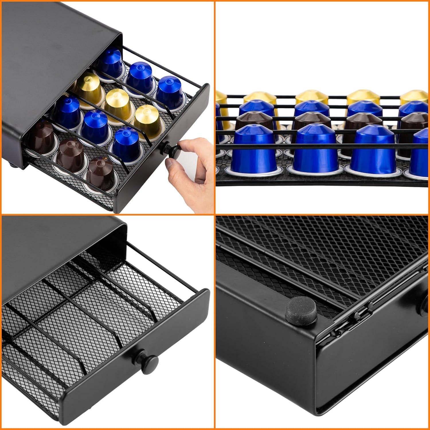 Cajón para cápsulas de café ROWISE 40 cápsulas negro