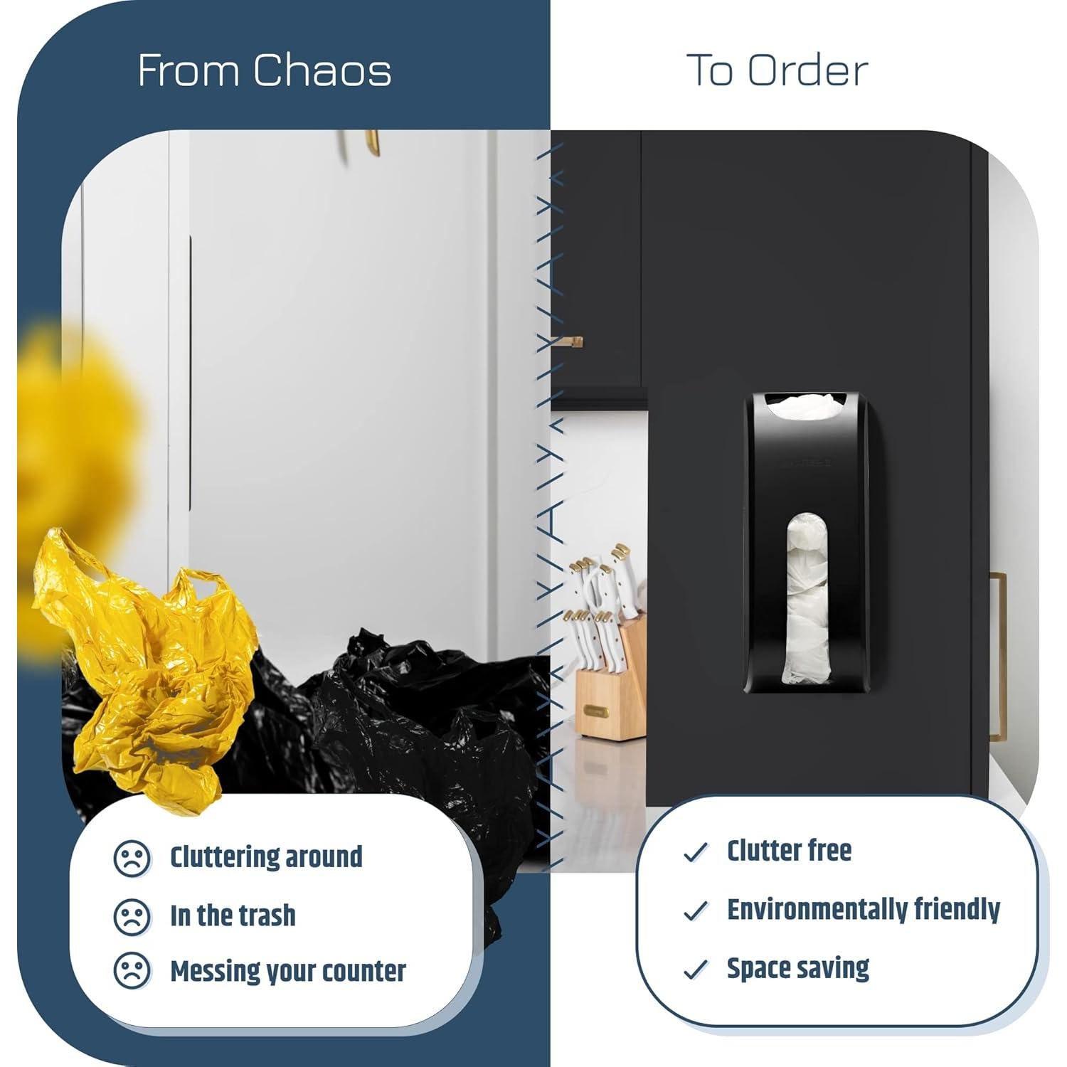 Soporte para Bolsas de Plástico Manterio Montado en Pared Negro