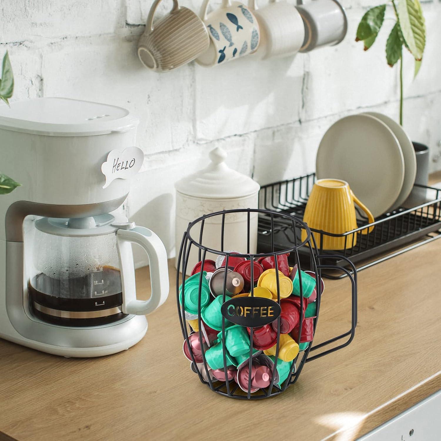 Soporte para Cápsulas de Café MOLIGOU, Hierro Negro, 18 cm