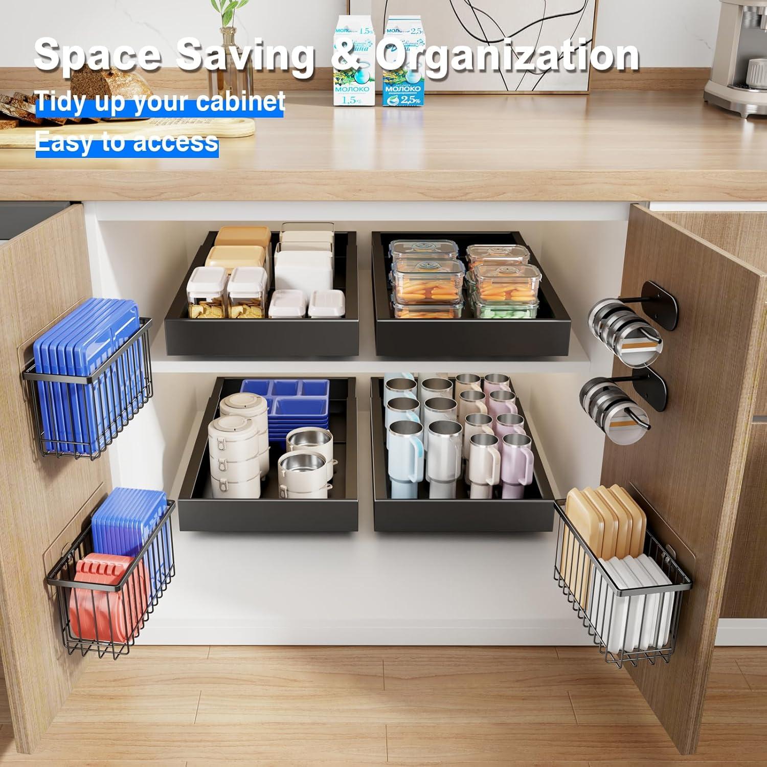 Organizadores de Puerta de Gabinete Mustorn - 4 Piezas Negro