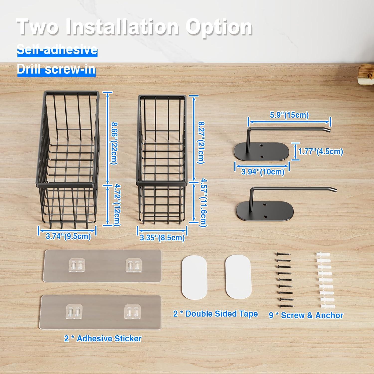 Organizadores de Puerta de Gabinete Mustorn - 4 Piezas Negro