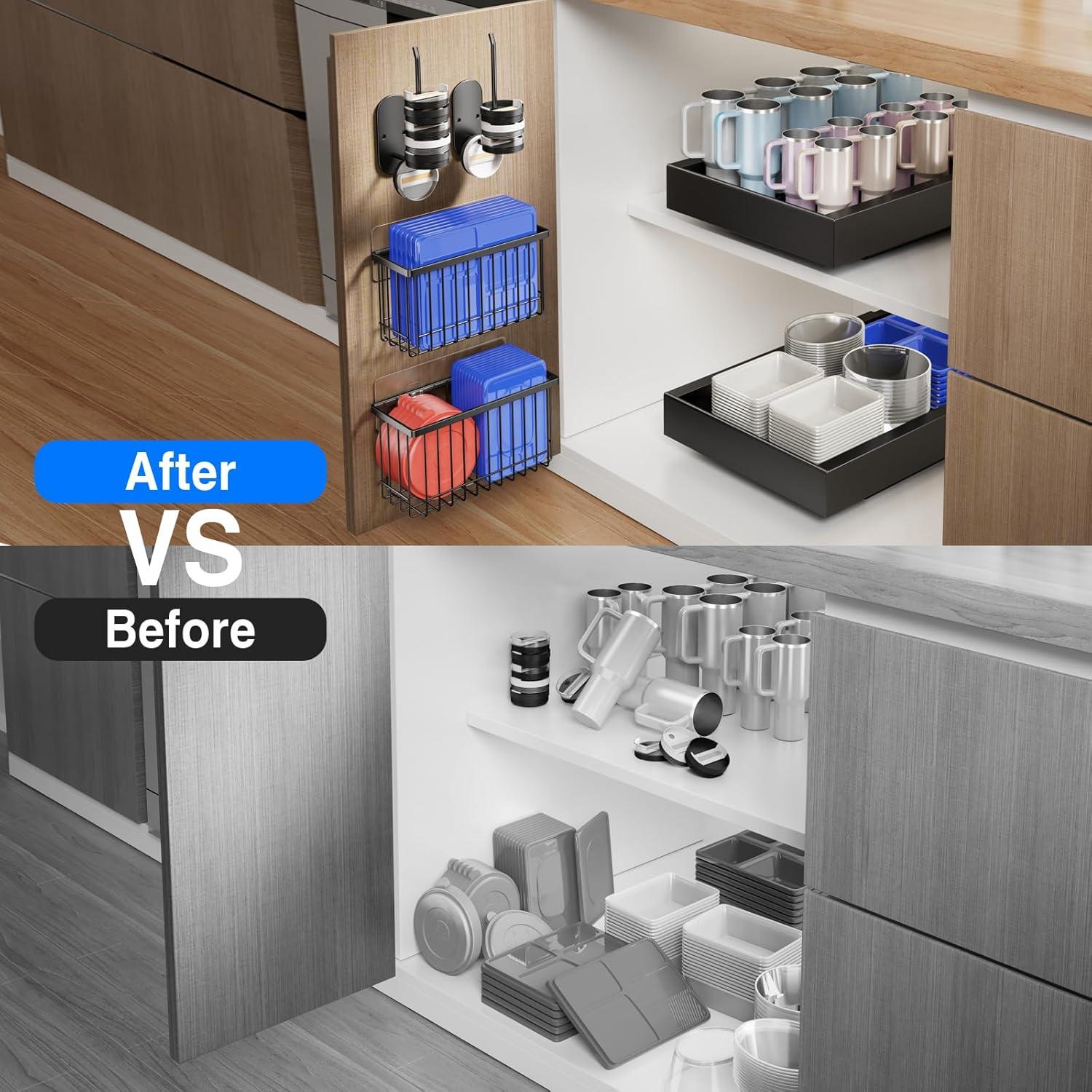 Organizadores de Puerta de Gabinete Mustorn - 4 Piezas Negro