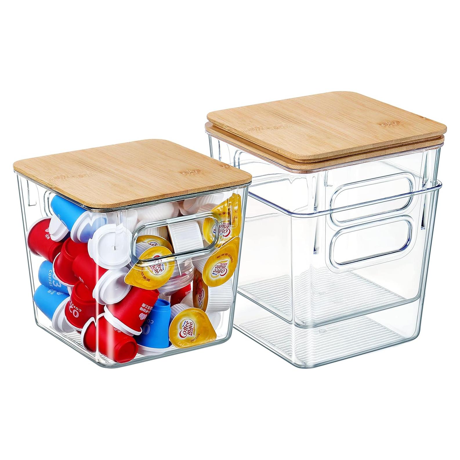 Organizador de K Cup Qilinba 3 Pack con Tapa de Bambú