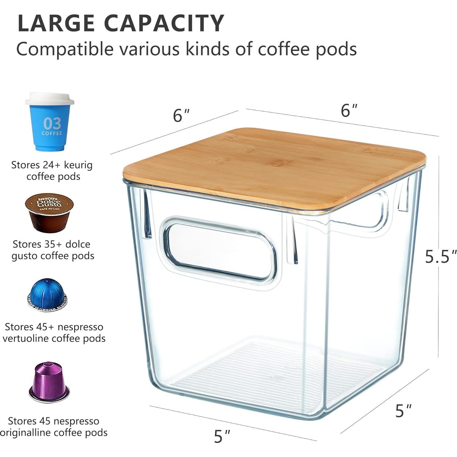 Organizador de K Cup Qilinba 3 Pack con Tapa de Bambú