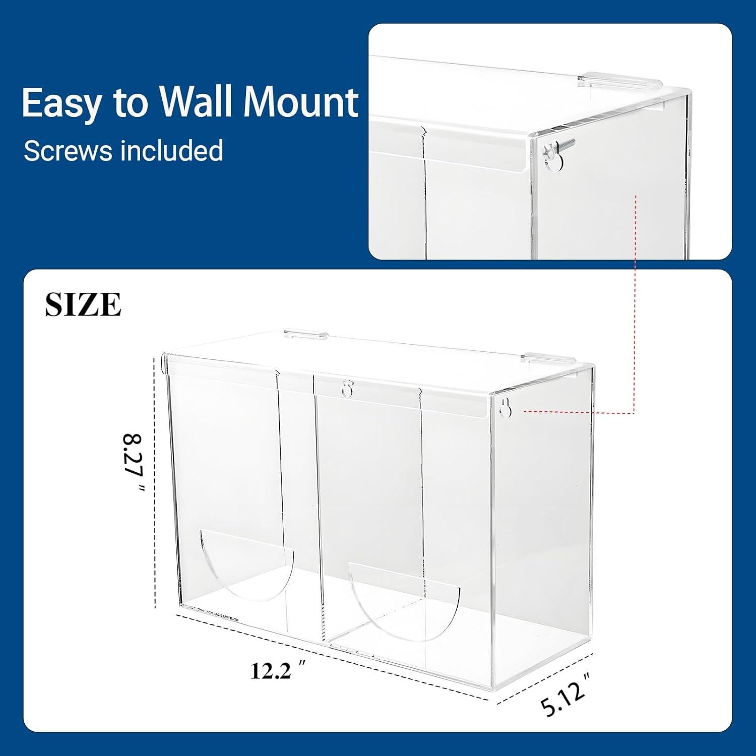 Dispensador de Guantes Doble Heyrelda Acrílico Transparente