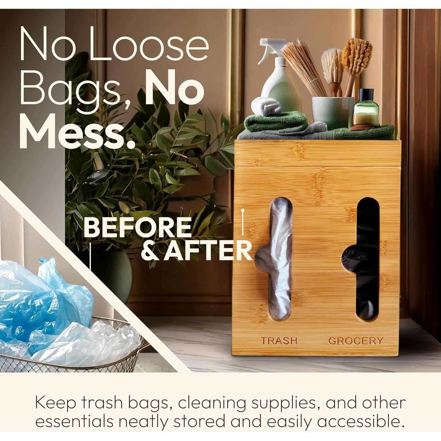 Dispensador de bolsas de basura Villamediana - Organizador de cocina de bambú