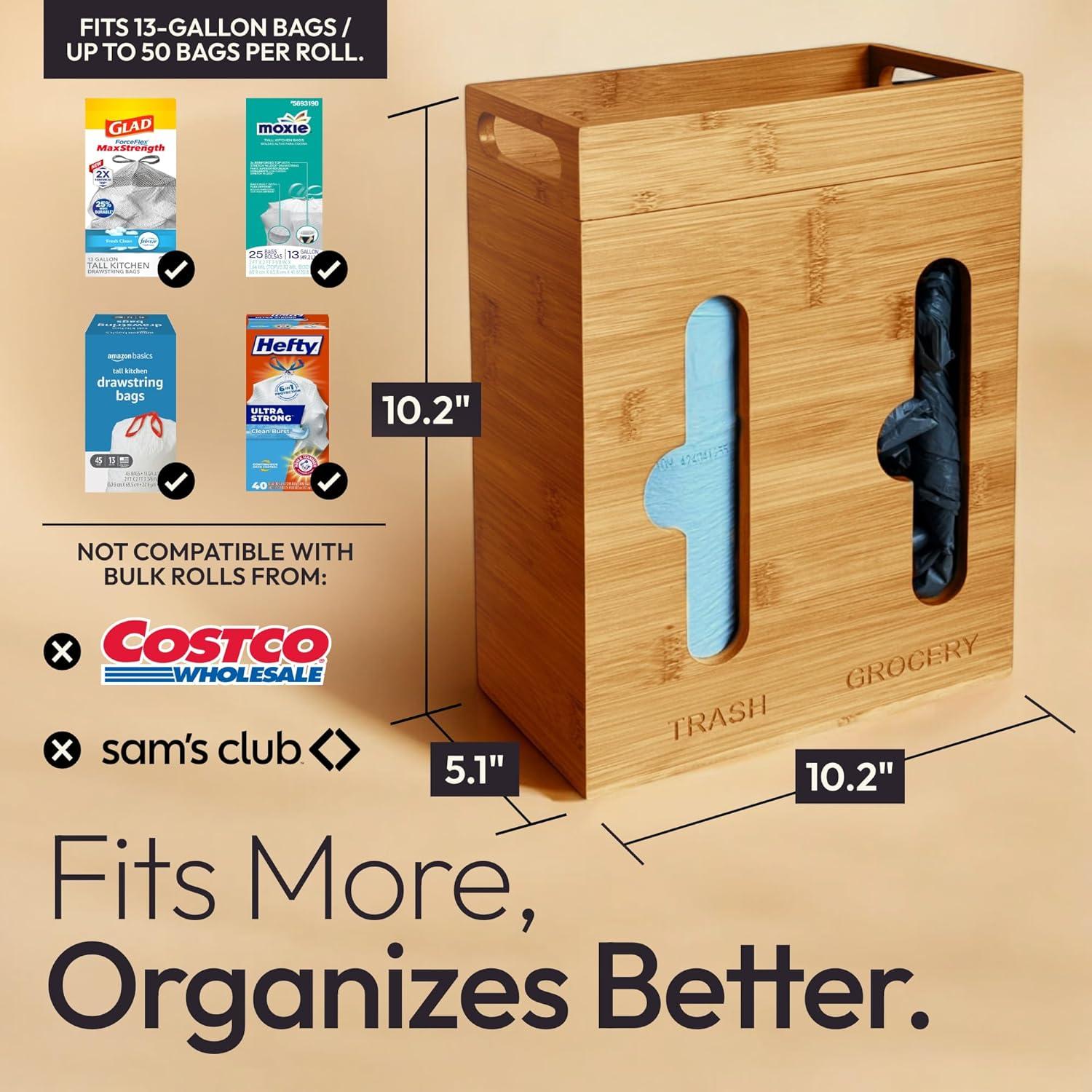 Dispensador de bolsas de basura Villamediana - Organizador de cocina de bambú