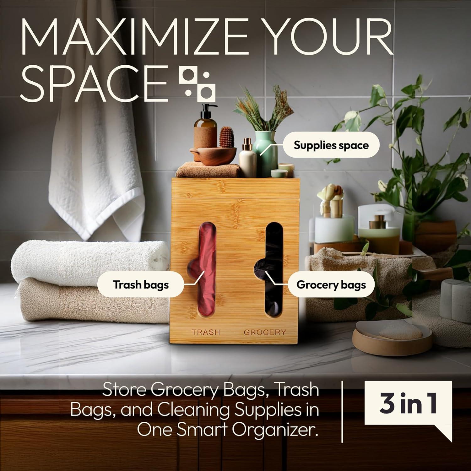 Dispensador de bolsas de basura Villamediana - Organizador de cocina de bambú