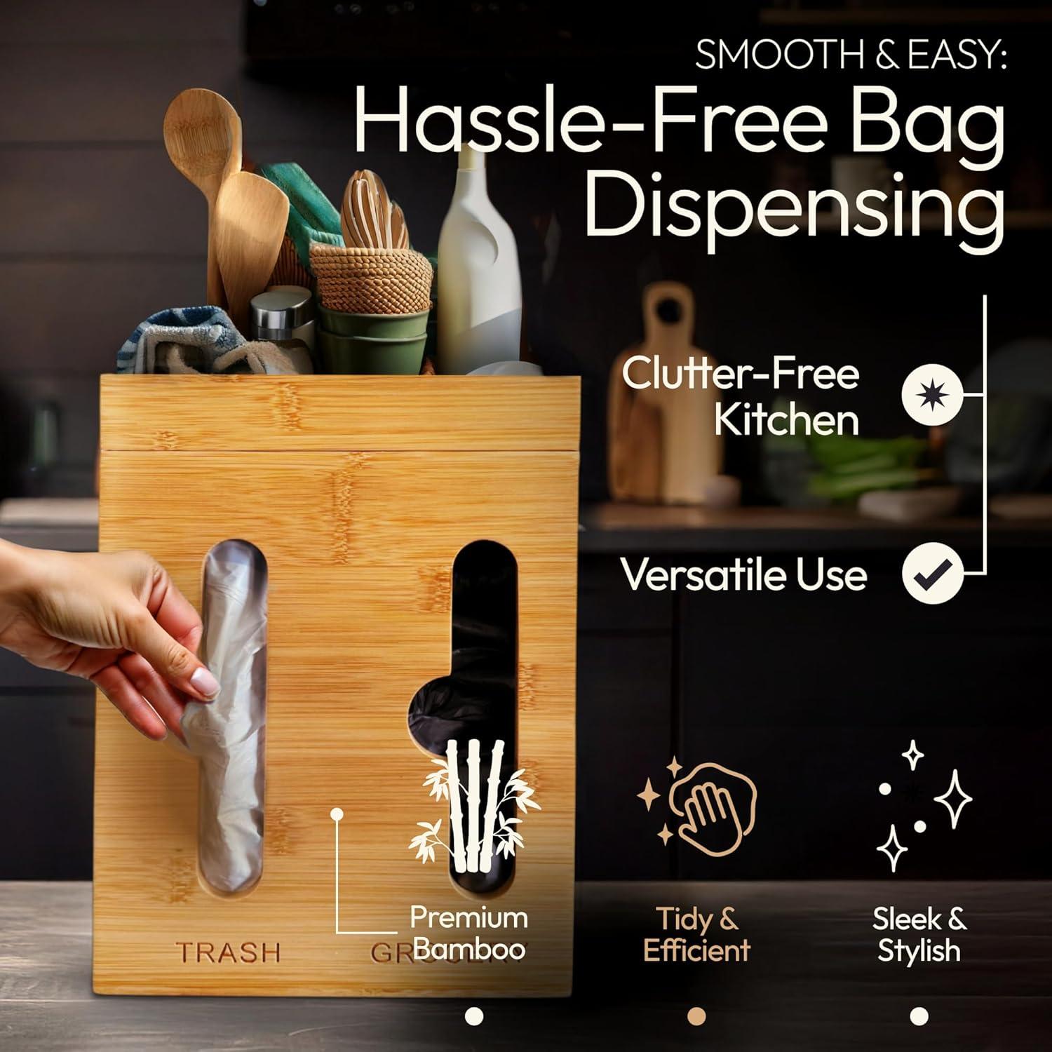 Dispensador de bolsas de basura Villamediana - Organizador de cocina de bambú