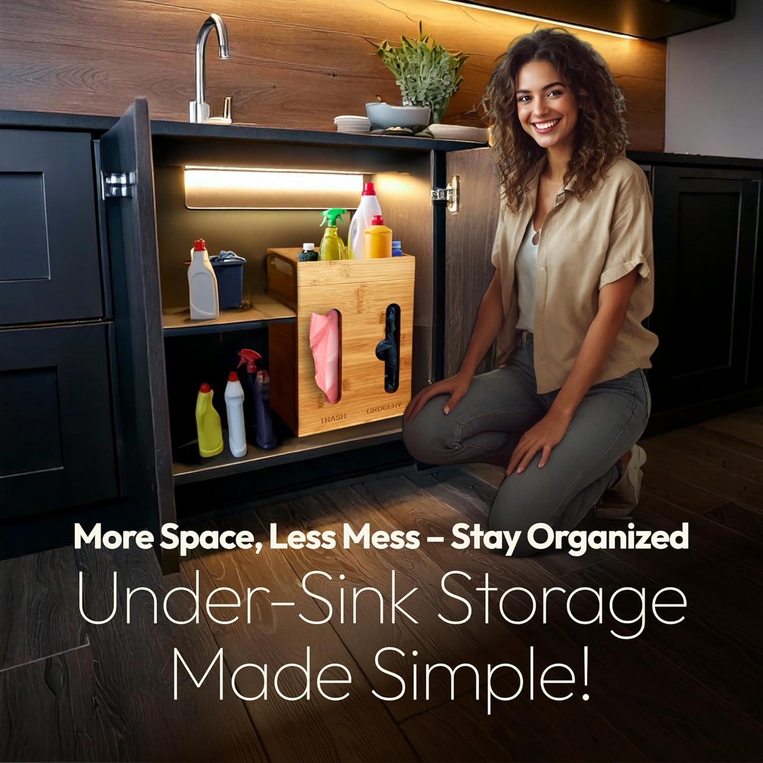 Dispensador de bolsas de basura Villamediana - Organizador de cocina de bambú