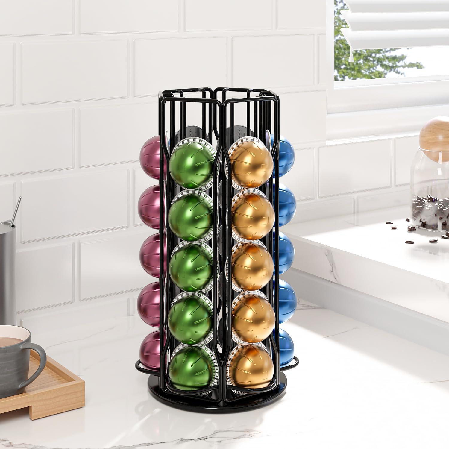 Soporte para Cápsulas de Café SEVENLINE Negro - Almacena 30 Cápsulas Nespresso Vertuo