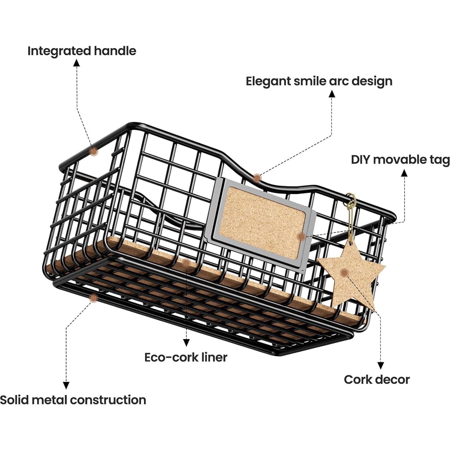 Organizador de cápsulas de café Qcold - Cesta de metal con forro de corcho