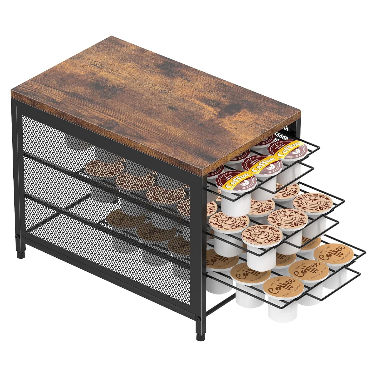 NANANARDOSO Coffee Pod Holder For Counter, 3 Tier Coffee Pod Drawer for Keurig Pod Storage Drawer Holder, 54 Capacity Pods Storage Organizer Cups Capsule with Sliding Baskets for Coffee Station