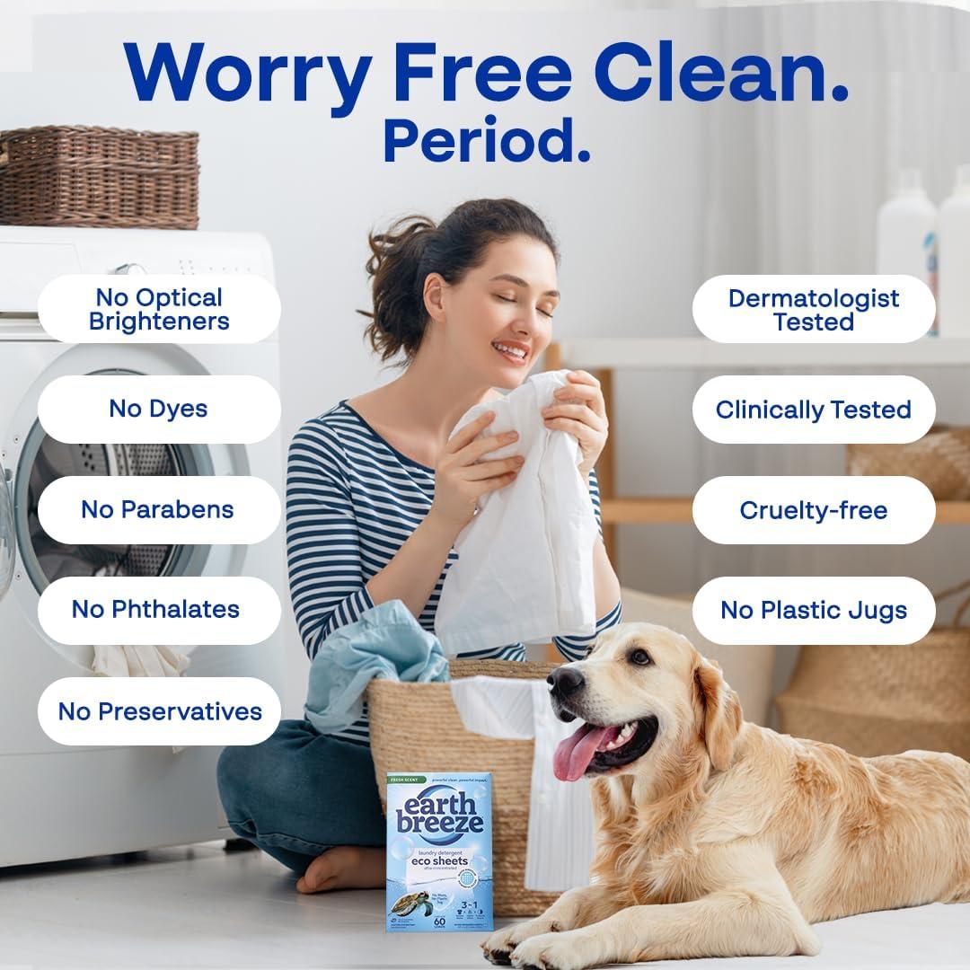 Hojas de detergente para ropa Earth Breeze Aroma Fresco - 60 Lavados