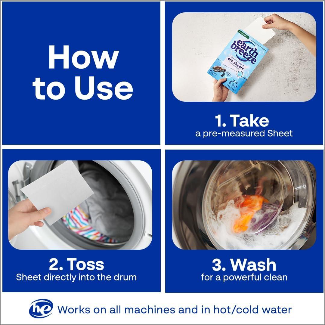 Hojas de detergente para ropa Earth Breeze Aroma Fresco - 60 Lavados