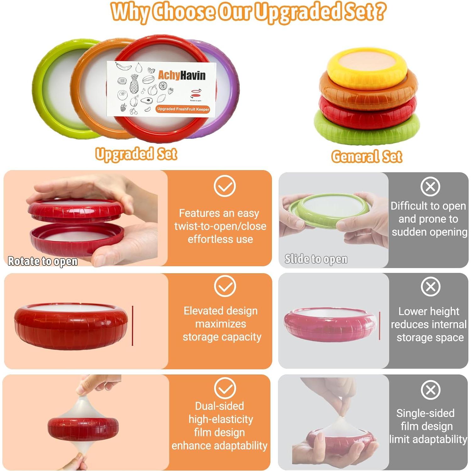 Set de 4 Contenedores de Almacenamiento de Silicona ACHYHAVIN