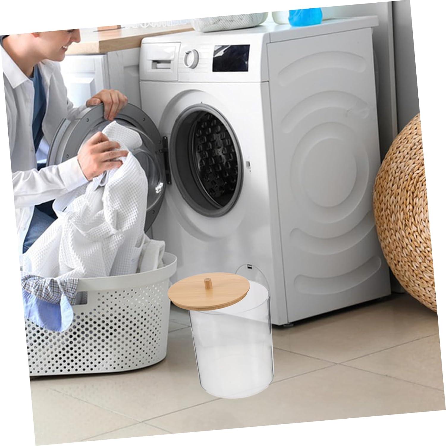 Contenedor de Lavandería Acrílico HOOTNEE con Tapa y Etiquetas