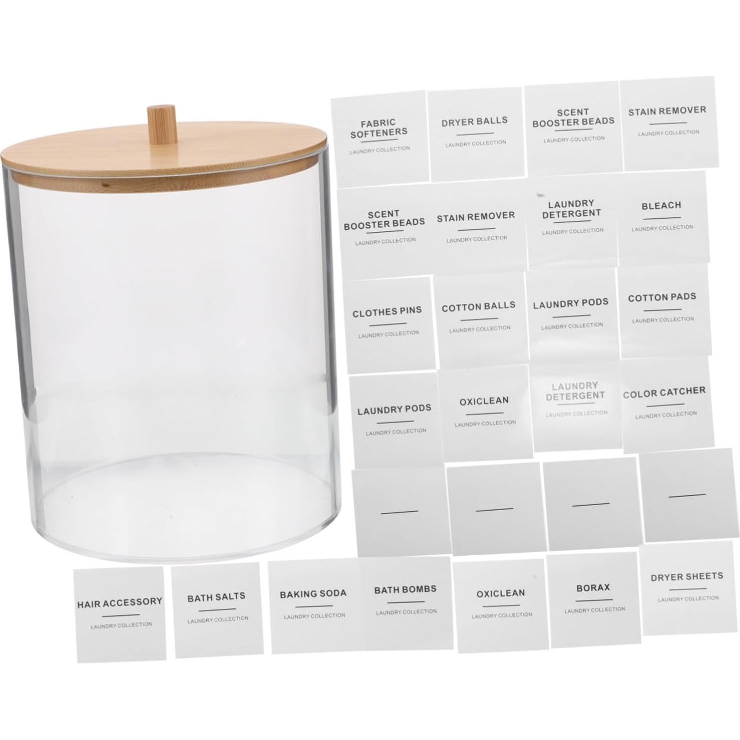 Contenedor de Lavandería Acrílico HOOTNEE con Tapa y Etiquetas