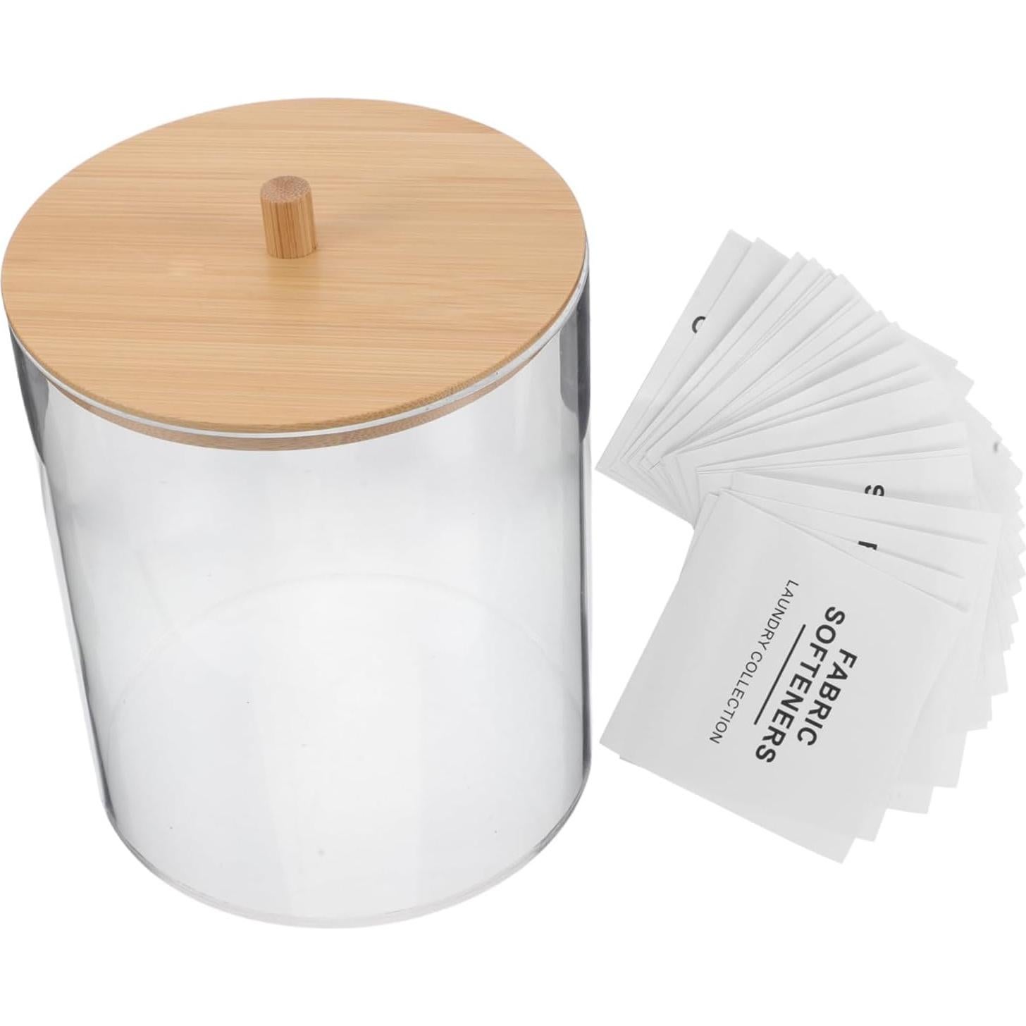 Contenedor de Lavandería Acrílico HOOTNEE con Tapa y Etiquetas