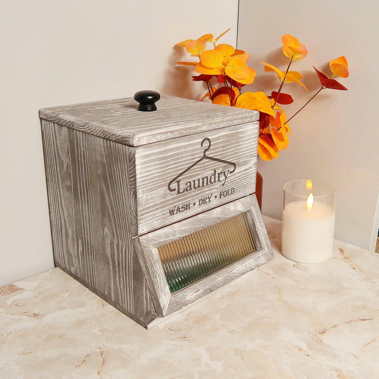 Soporte de Cápsulas de Lavandería Besuerte Madera Gris Rústico