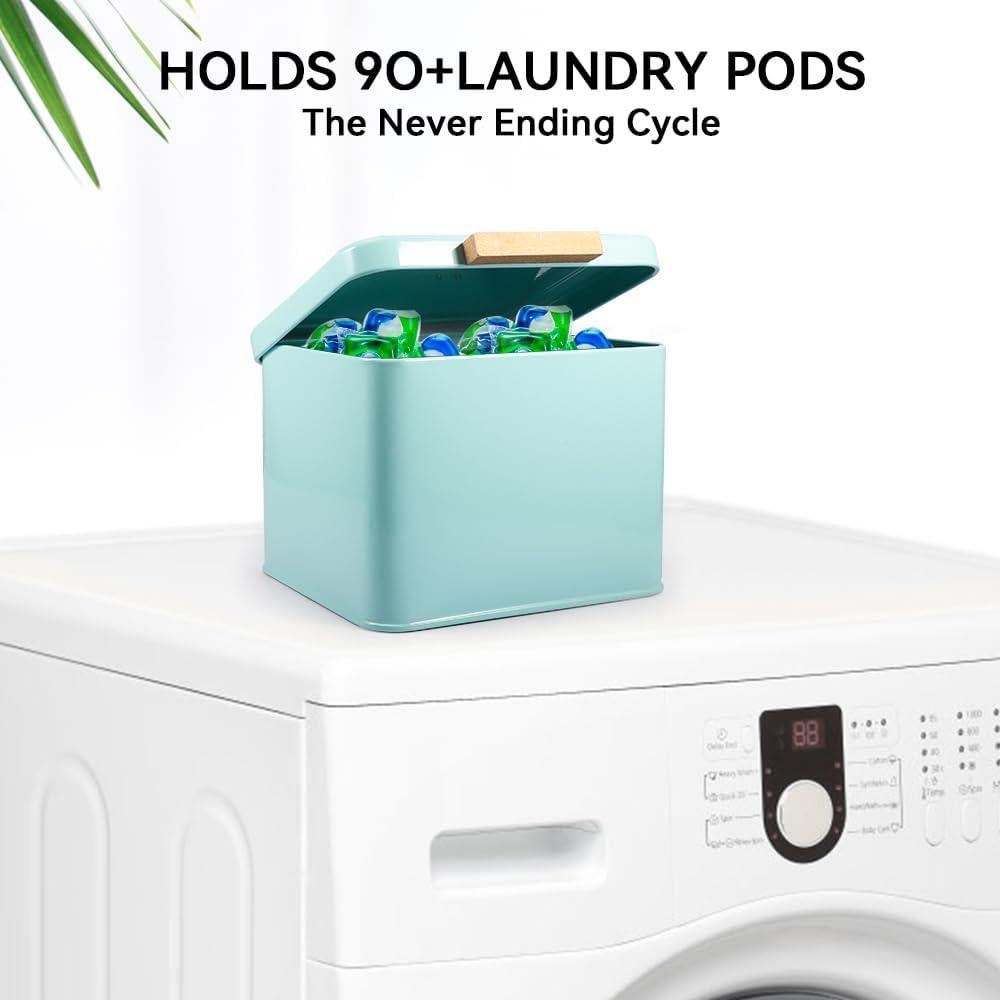 Contenedor de Pods de Lavandería Picowe Verde con Tapa de Madera