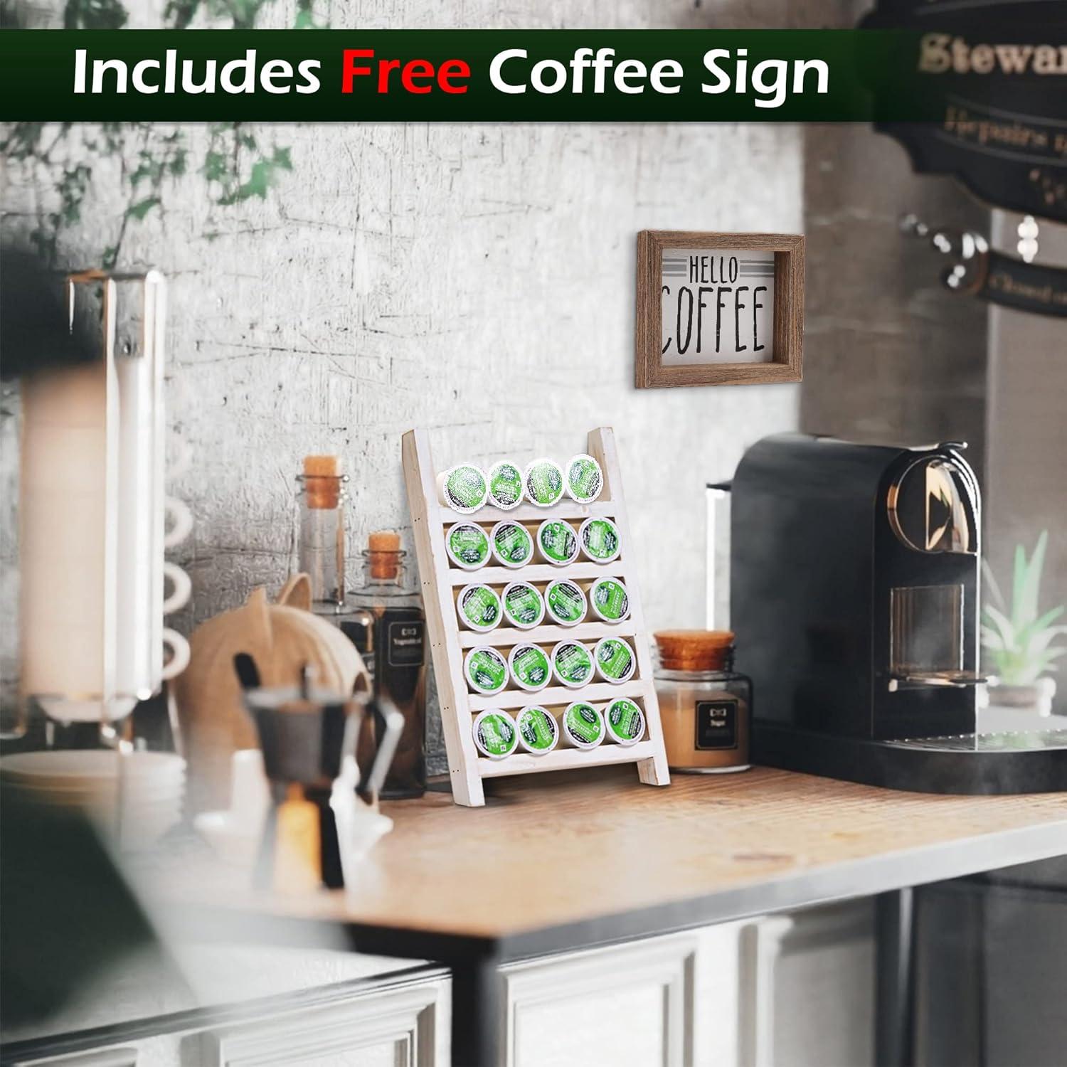 Soporte de K Cups GenMous Blanco para Encimera - Organizador Rústico