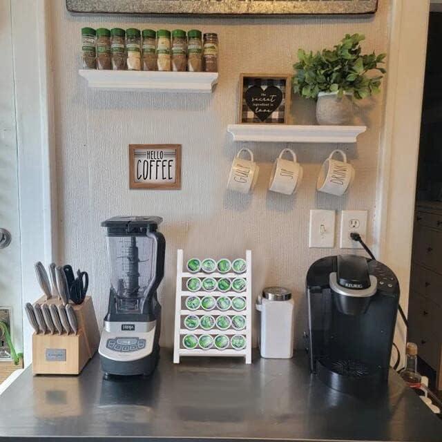 Soporte de K Cups GenMous Blanco para Encimera - Organizador Rústico