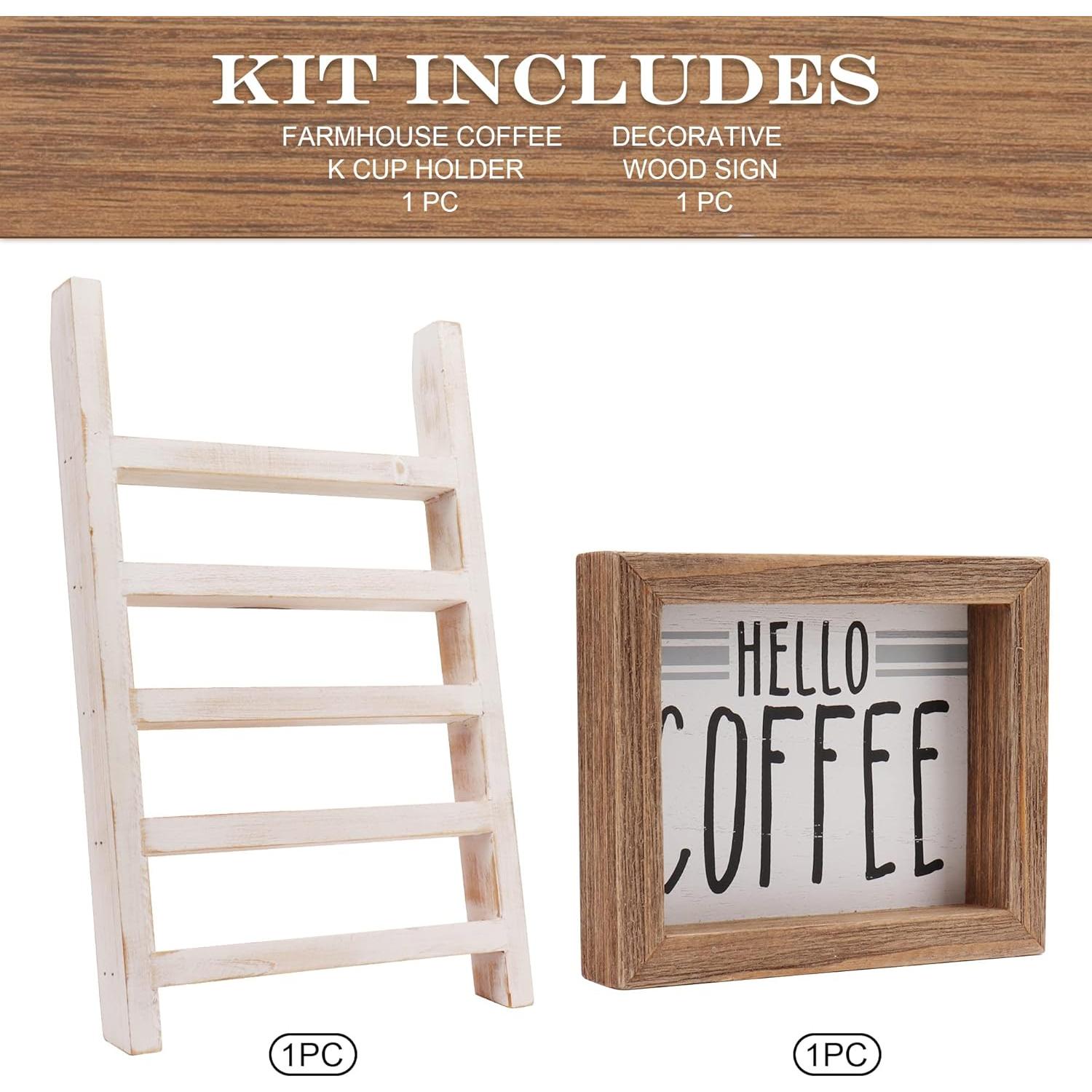 Soporte de K Cups GenMous Blanco para Encimera - Organizador Rústico