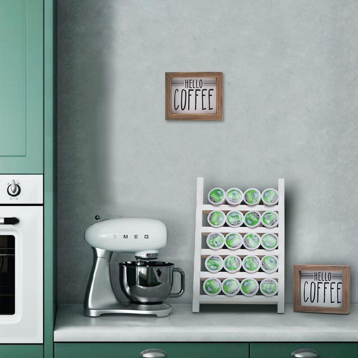 Soporte de K Cups GenMous Blanco para Encimera - Organizador Rústico