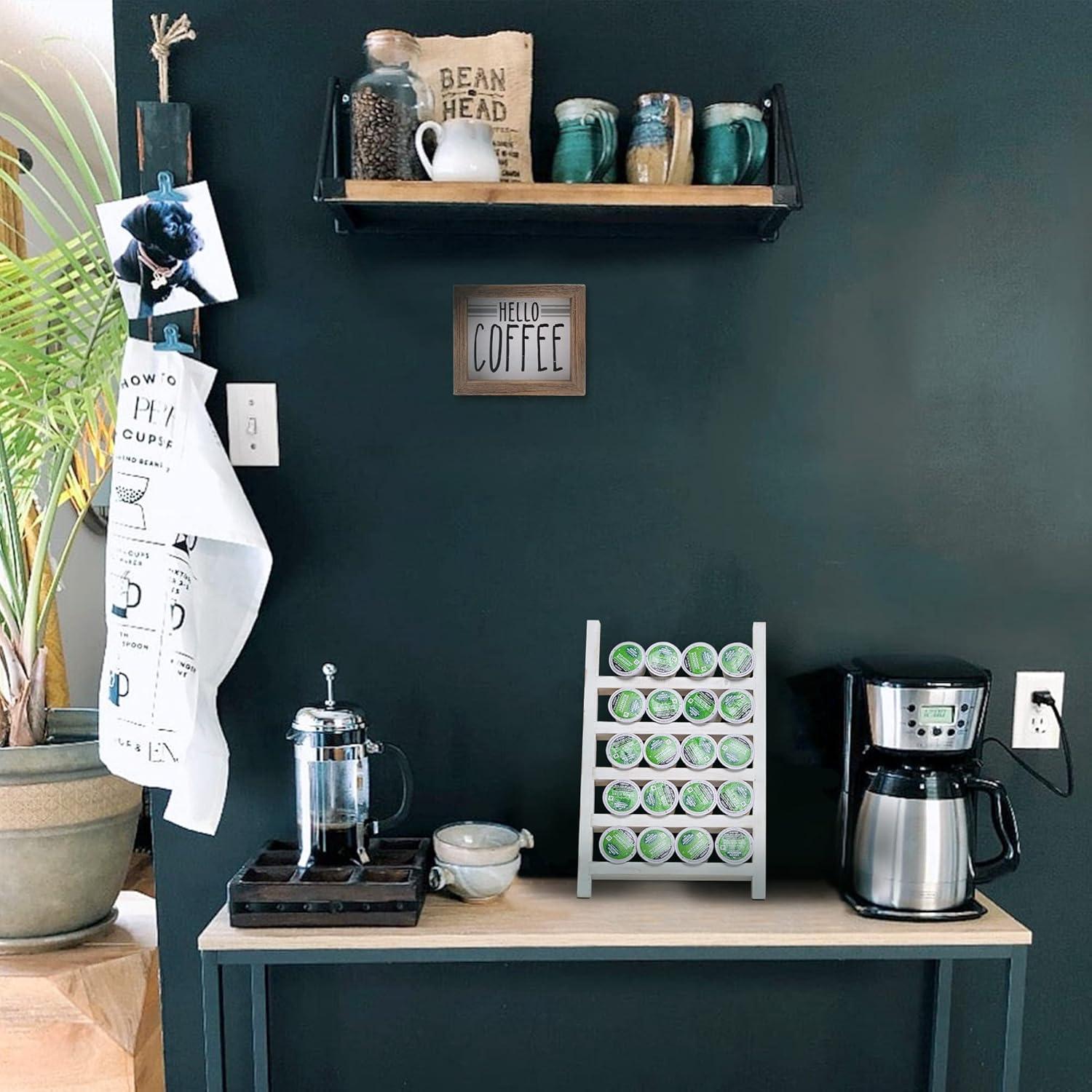 Soporte de K Cups GenMous Blanco para Encimera - Organizador Rústico