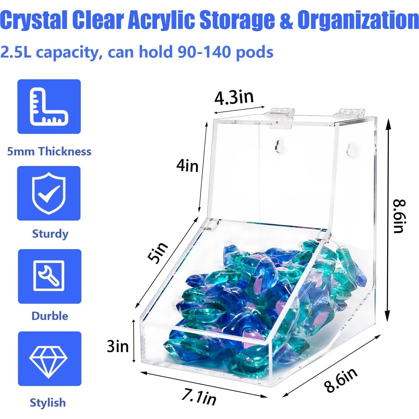 Contenedor de cápulas de lavandería Tikitup 2.5L Acrílico