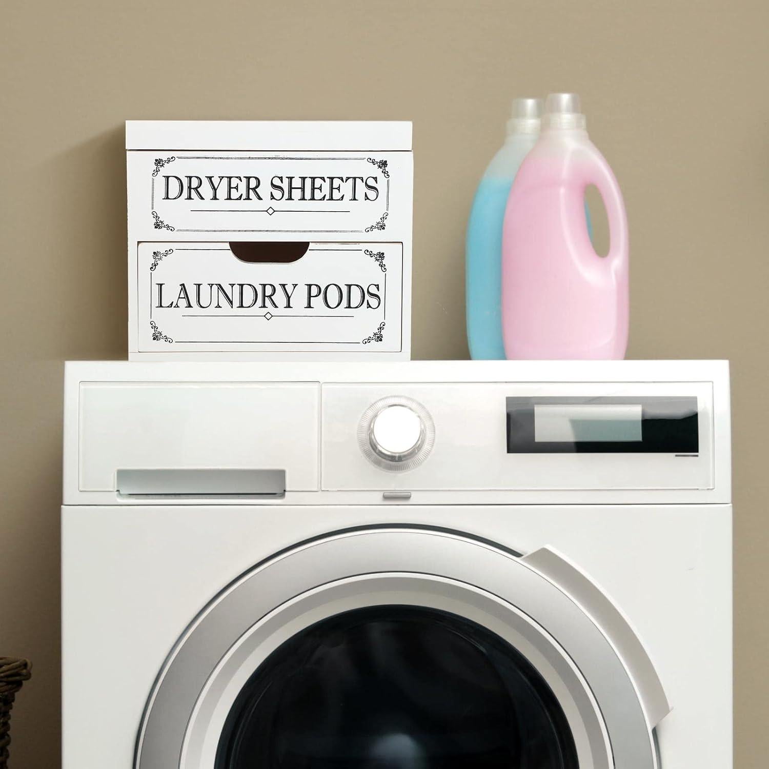 Soporte de Madera Tatuo para Hojas de Secadora Blanco 20x13x18cm