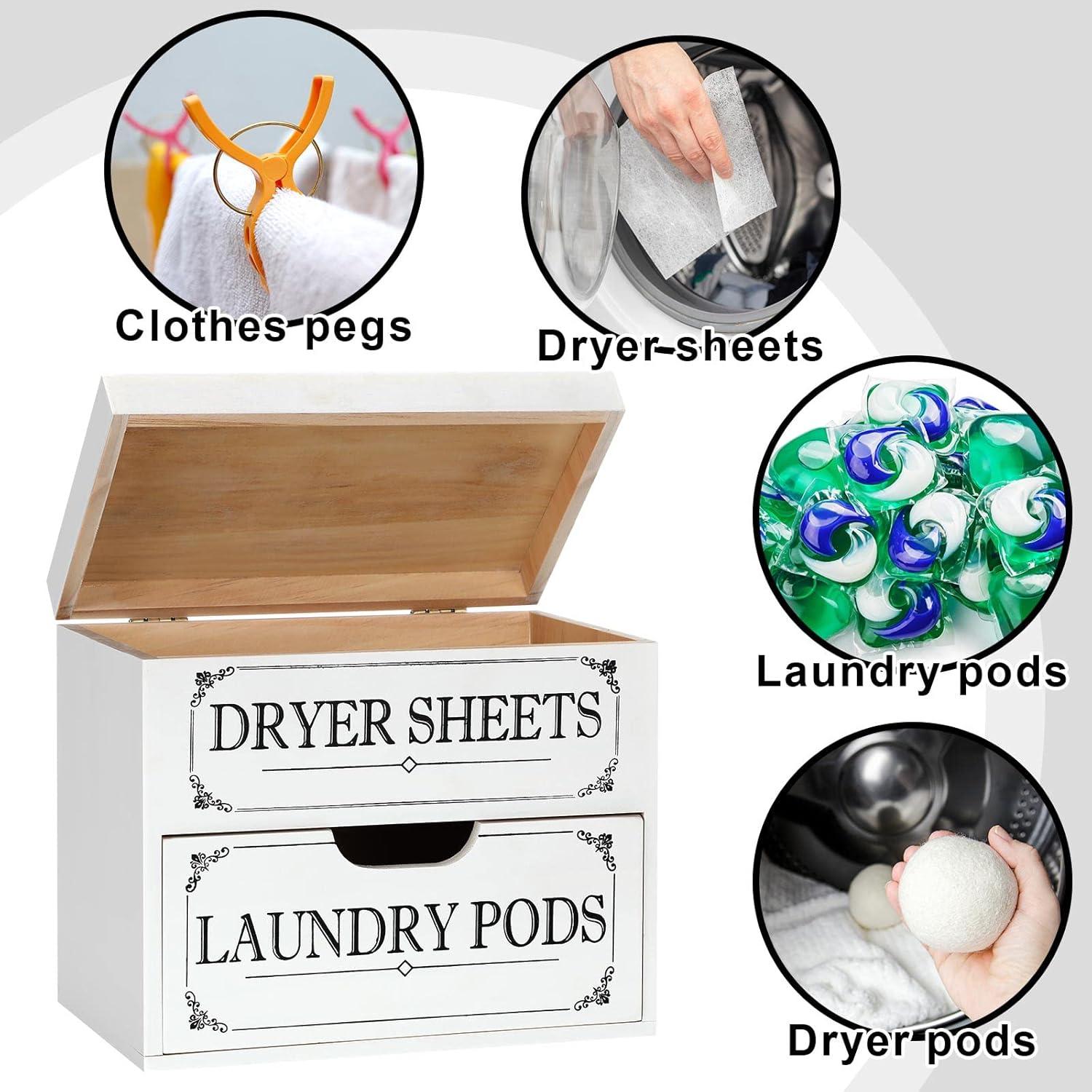 Soporte de Madera Tatuo para Hojas de Secadora Blanco 20x13x18cm