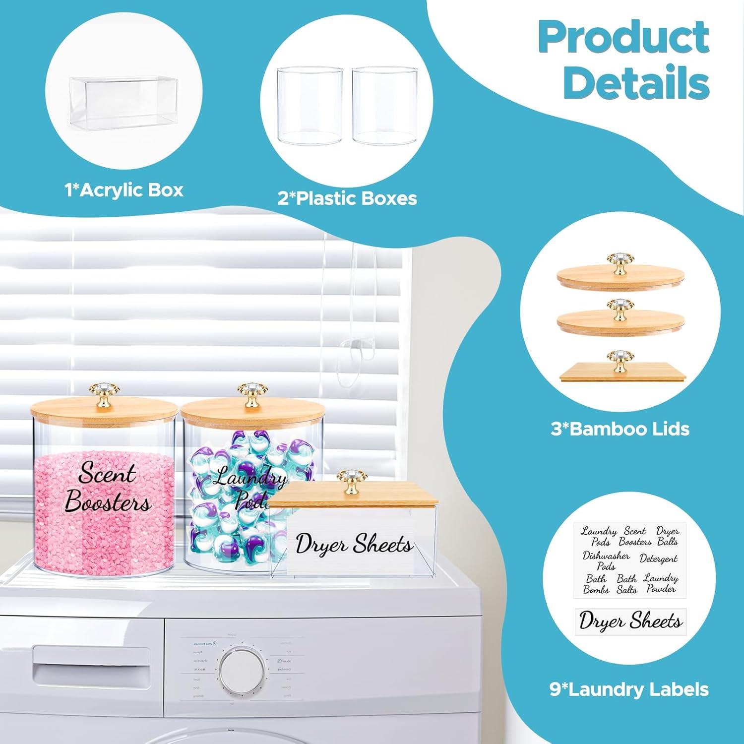 Juego de 3 Contenedores de Almacenamiento JYPS para Lavandería