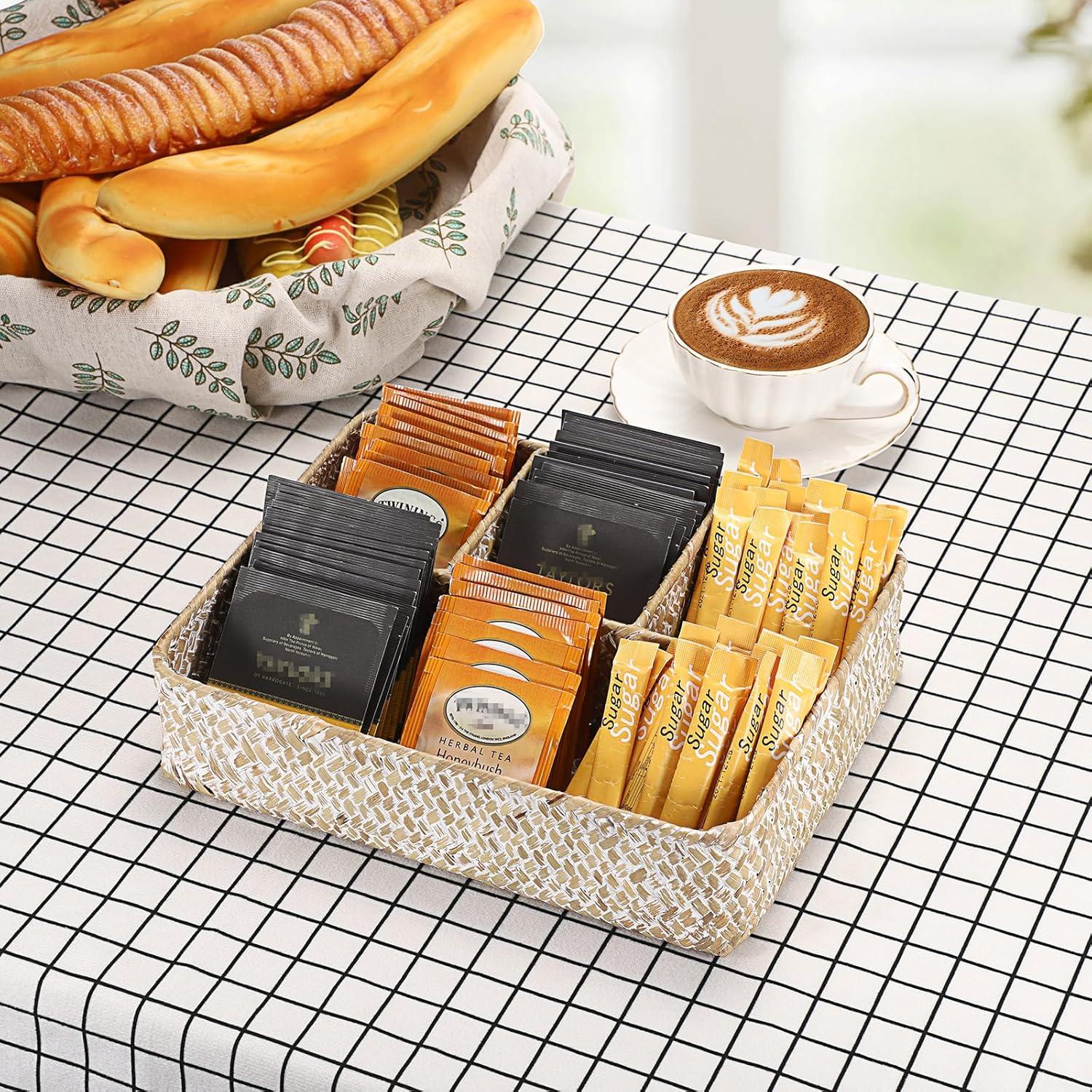 Organizador de Cesta Hipiwe de Hierba Marina 4 Secciones