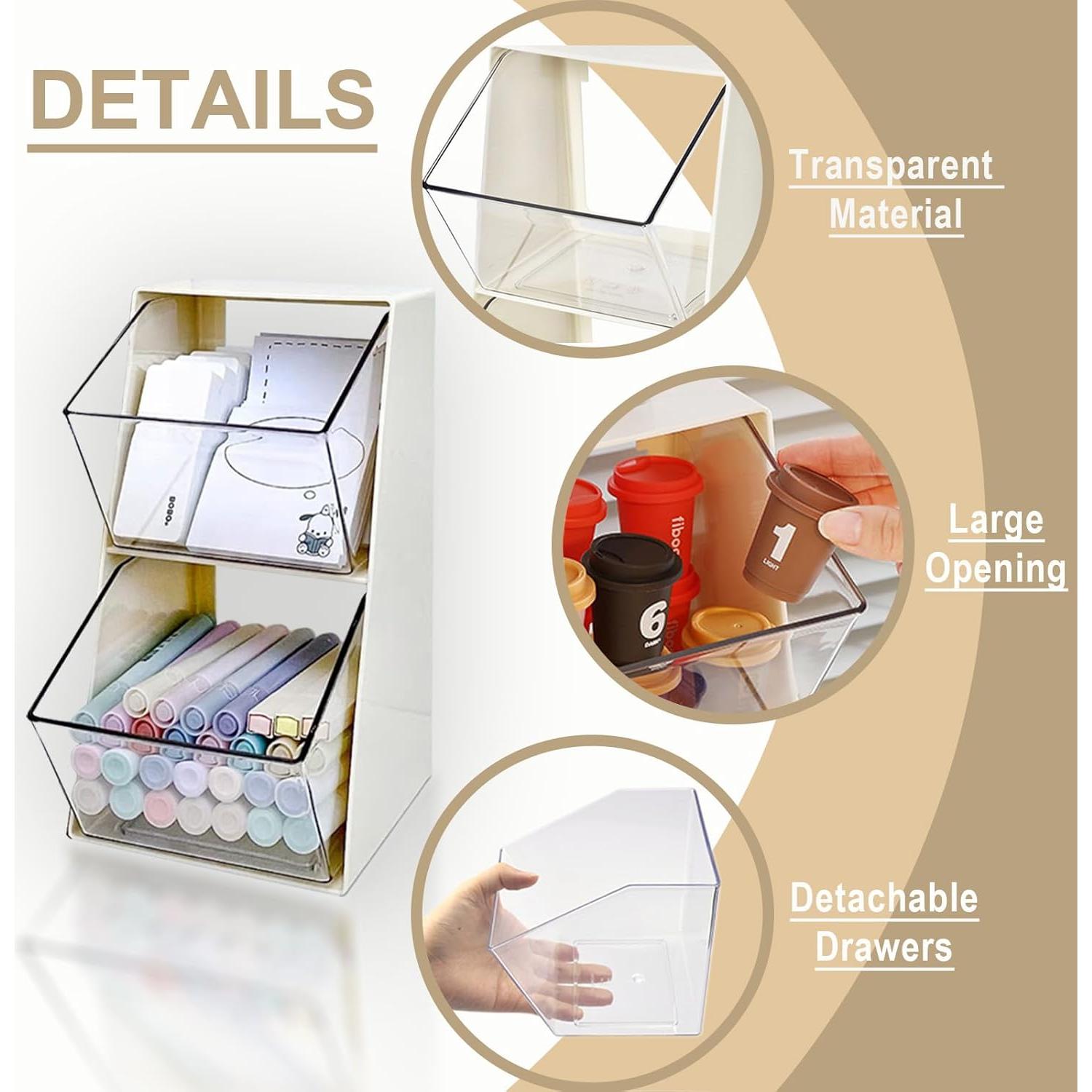 Organizador de Bolsas de Té Acrílico BILLION GOLD 2 Cajones Blanco